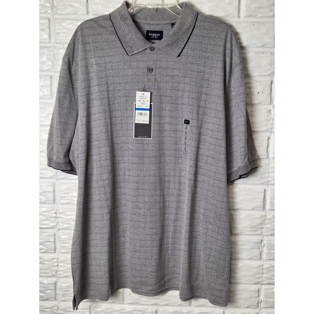 HAGGAR Polo shirt Men's size XL Work to Weekend W2W Gray Easy Care NWT